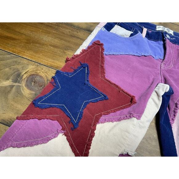 Free People Groovy Supernova Cord Wide Leg Purple Disco Jeans Size 25 - Picture 4 of 11